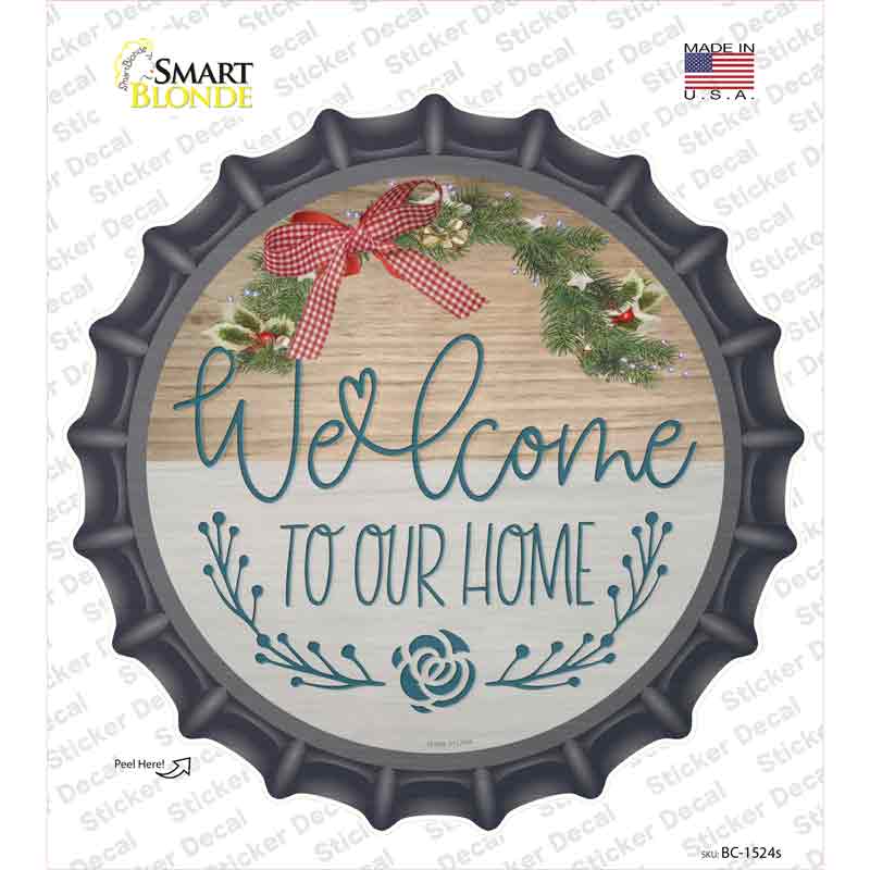 Our Home Wreath Novelty Bottle Cap Sticker Decal
