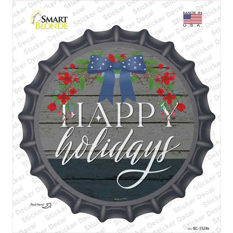 Happy Holidays Bow Novelty Bottle Cap Sticker Decal