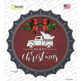 Merry Christmas Truck Red Novelty Bottle Cap Sticker Decal
