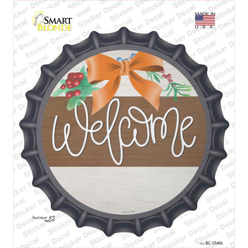 Welcome Bow Wreath Novelty Bottle Cap Sticker Decal