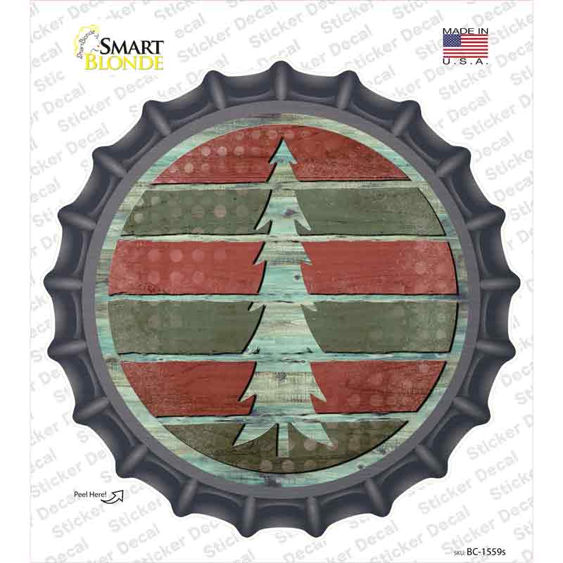 Tree Red and Green Novelty Bottle Cap Sticker Decal
