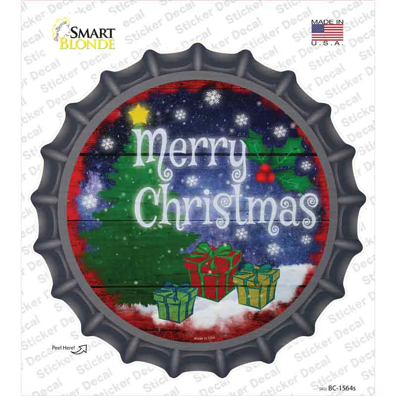 Merry Christmas with Presents Novelty Bottle Cap Sticker Decal