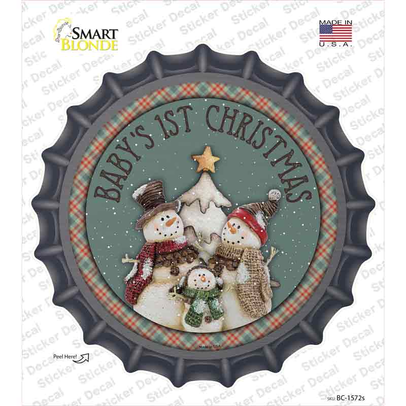 Babys First Christmas Novelty Bottle Cap Sticker Decal