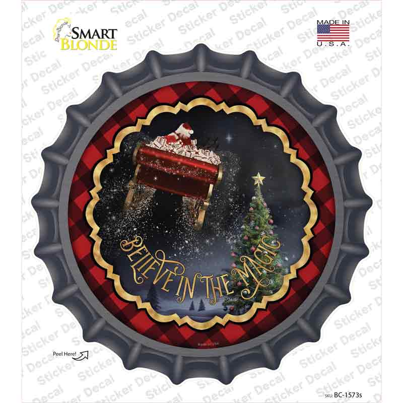 Believe in Magic Santa Novelty Bottle Cap Sticker Decal