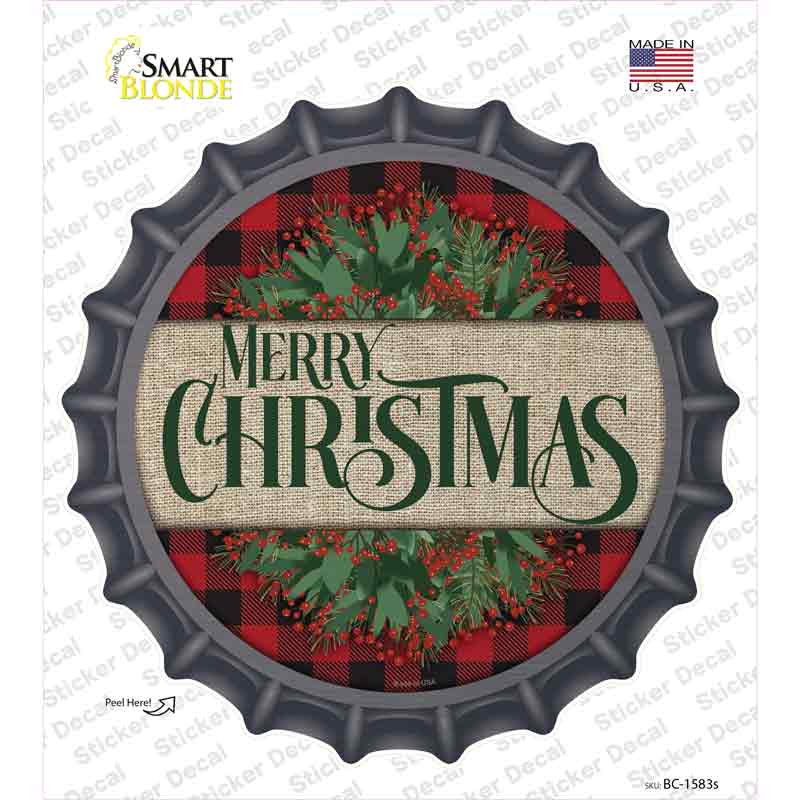 Merry Christmas Red Novelty Bottle Cap Sticker Decal