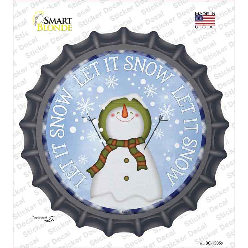 Let It Snow Snowman Novelty Bottle Cap Sticker Decal