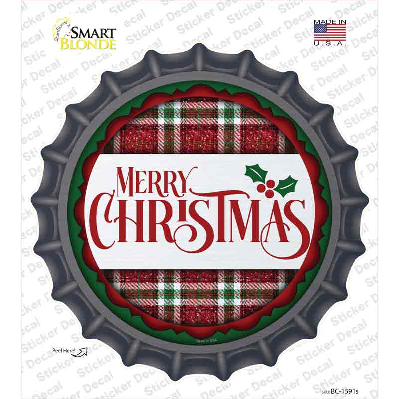 Merry Christmas Red and Green Novelty Bottle Cap Sticker Decal