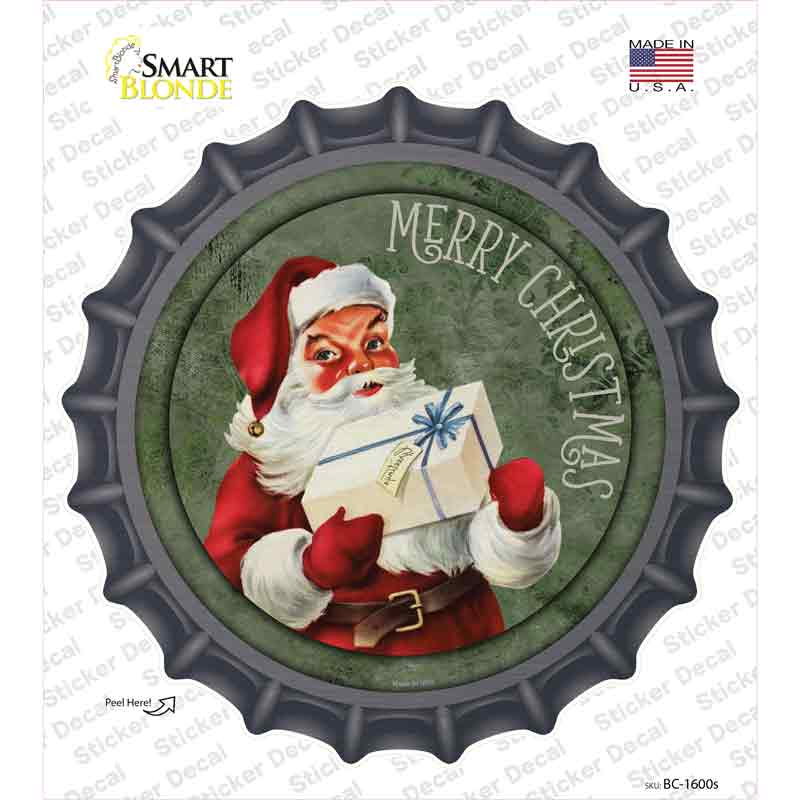 Merry Christmas with Present Novelty Bottle Cap Sticker Decal