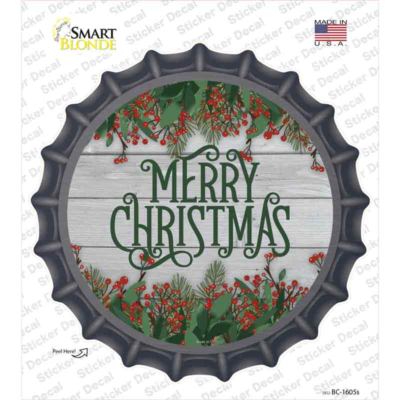 Merry Christmas Green Novelty Bottle Cap Sticker Decal