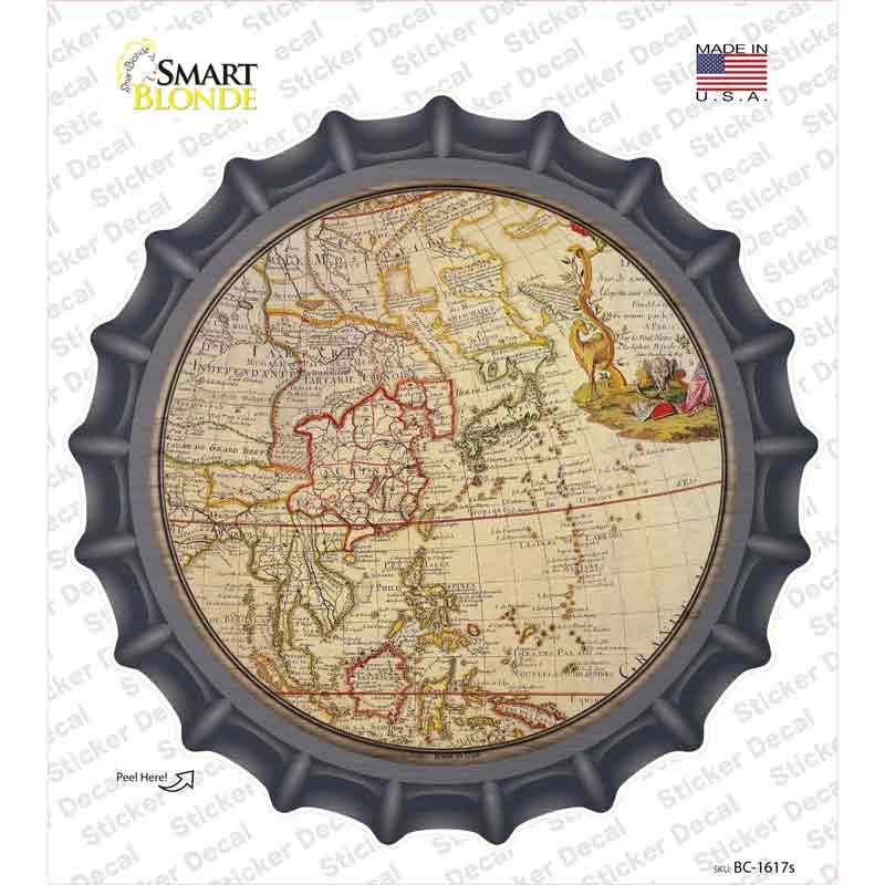 East Asia Map Novelty Bottle Cap Sticker Decal