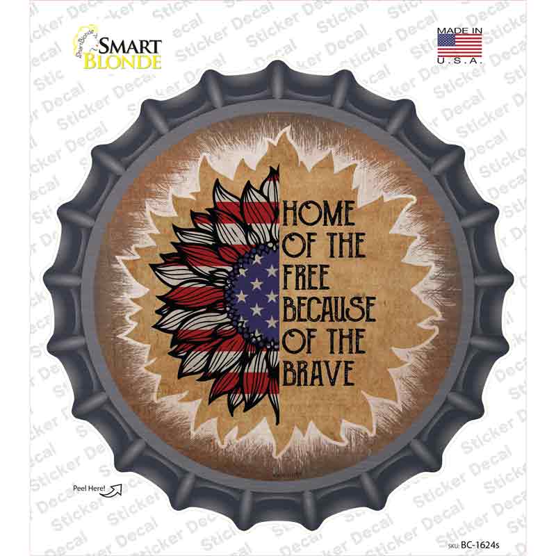 USA Flag Sunflower Home of the Free Novelty Bottle Cap Sticker Decal