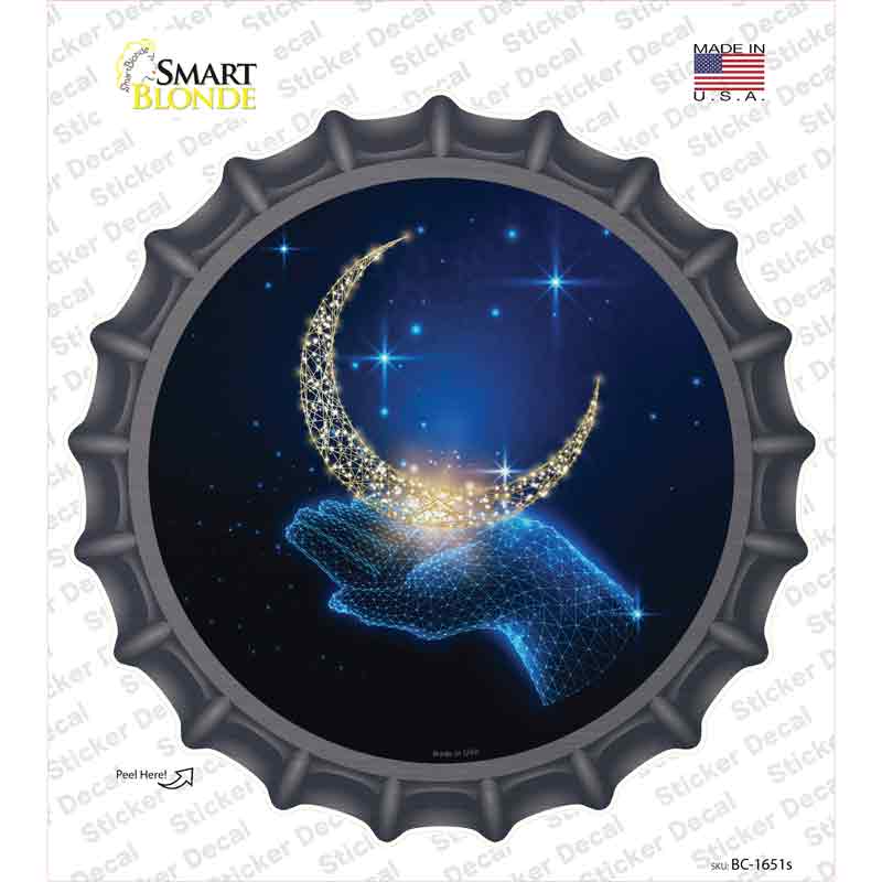 Moon In Hand Novelty Bottle Cap Sticker Decal