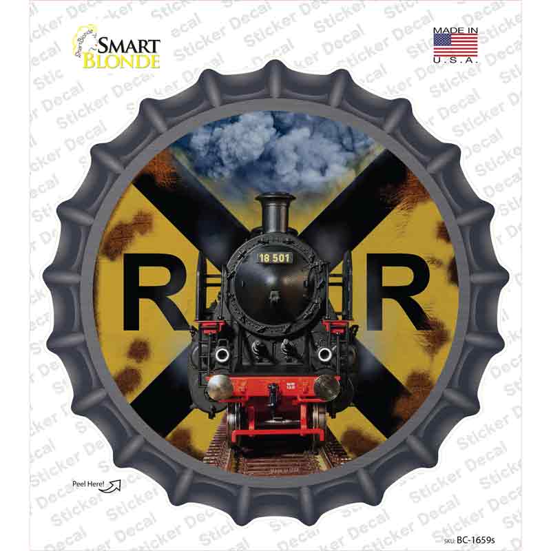 Railroad Crossing Train Novelty Bottle Cap Sticker Decal