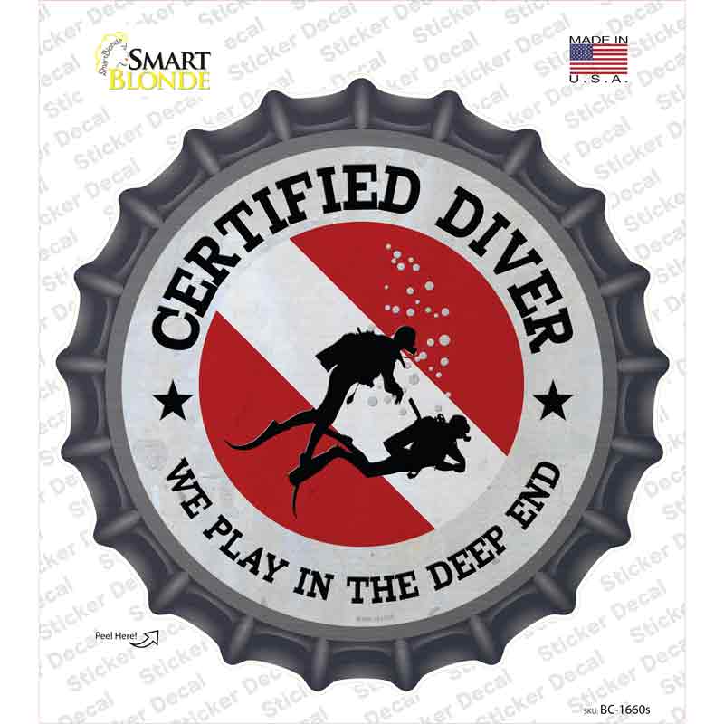 Certified Diver Deep End Novelty Bottle Cap Sticker Decal