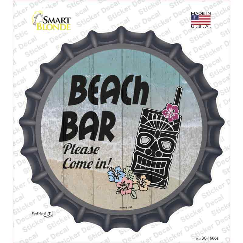 Beach Bar Tiki Novelty Bottle Cap Sticker Decal