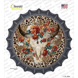 Cow Skull In Flowers Novelty Bottle Cap Sticker Decal