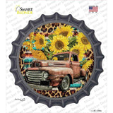 Rusty Truck With Sunflowers Novelty Bottle Cap Sticker Decal
