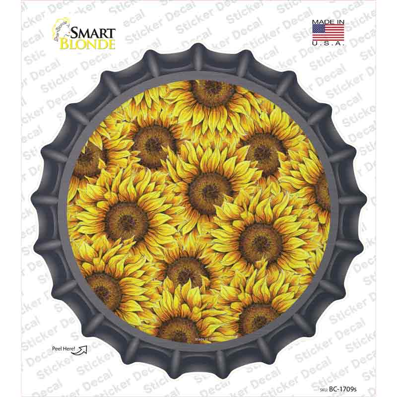 Sunflowers Filled Novelty Bottle Cap Sticker Decal