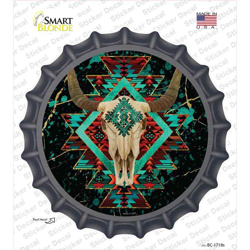 Cow Skull Dark Aztec Novelty Bottle Cap Sticker Decal