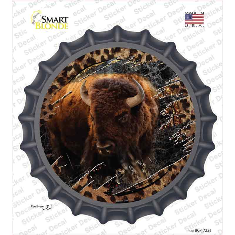 Bison Dark Animal Print Novelty Bottle Cap Sticker Decal