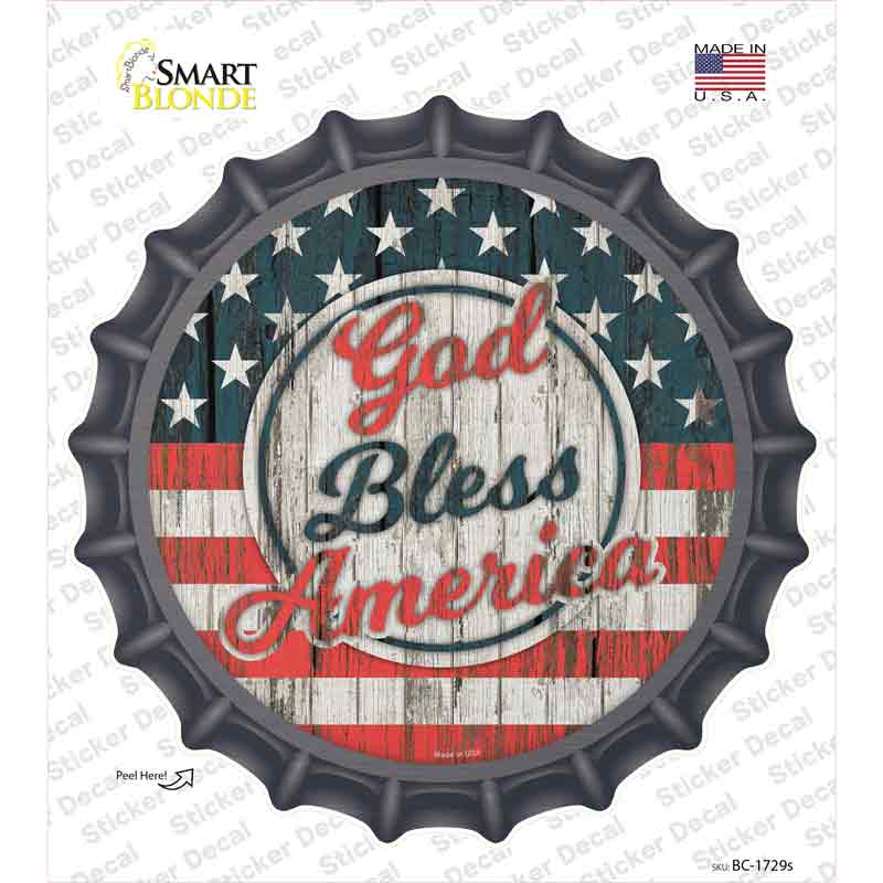 God Bless America Script Novelty Bottle Cap Sticker Decal