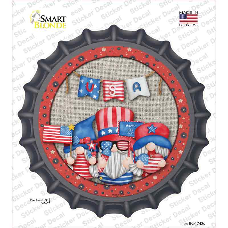 Gnomes USA Banner Novelty Bottle Cap Sticker Decal