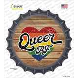 Queer AF Heart On Wood Novelty Bottle Cap Sticker Decal