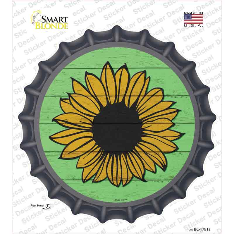 Sunflower Green Background Novelty Bottle Cap Sticker Decal