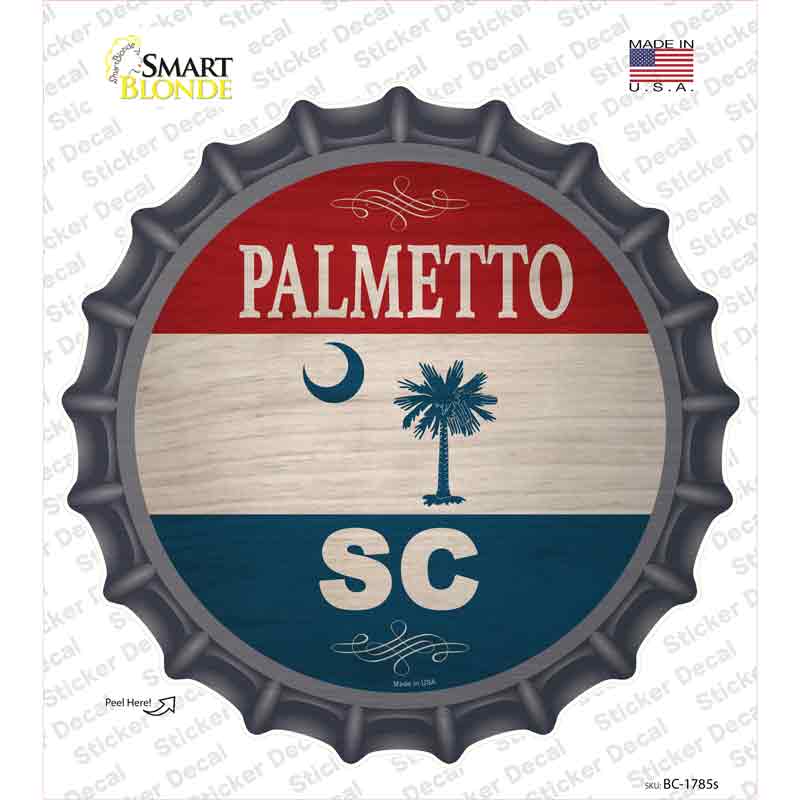 Palmetto SC Flag Novelty Bottle Cap Sticker Decal