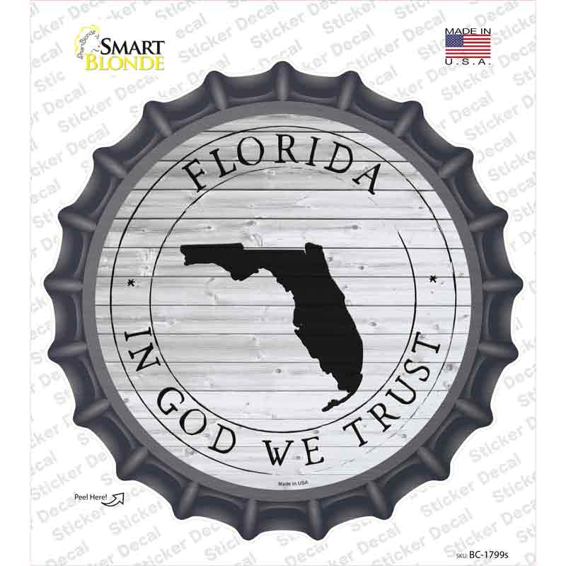 Florida In God We Trust Novelty Bottle Cap Sticker Decal