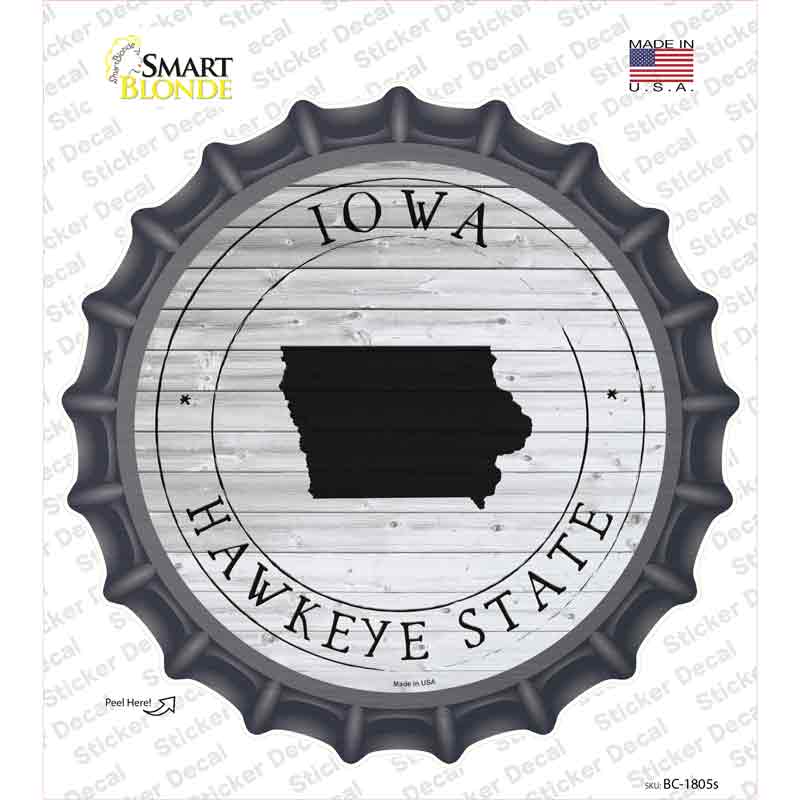 Iowa Hawkeye State Novelty Bottle Cap Sticker Decal