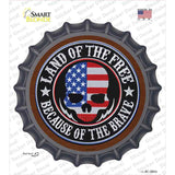 Land Of The Free American Skull Novelty Bottle Cap Sticker Decal