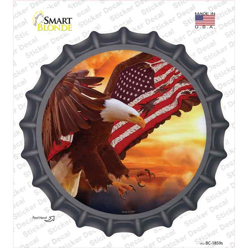 Eagle American Flag Wing Novelty Bottle Cap Sticker Decal