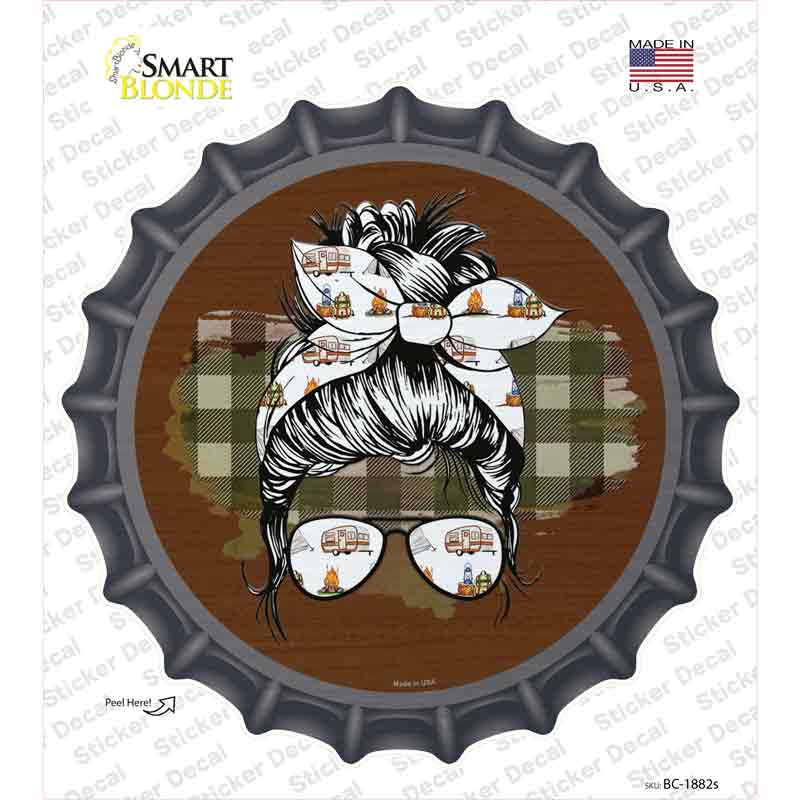 Aviator Bun Camper Print Novelty Bottle Cap Sticker Decal