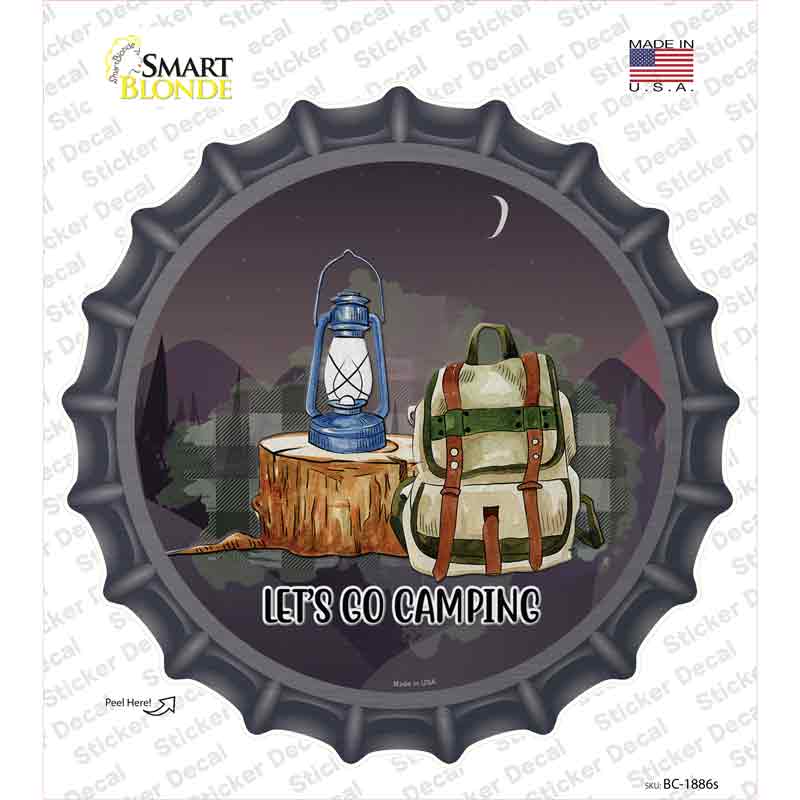 Lets Go Camping Novelty Bottle Cap Sticker Decal