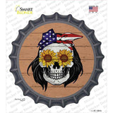 Sunflower Skull Novelty Bottle Cap Sticker Decal