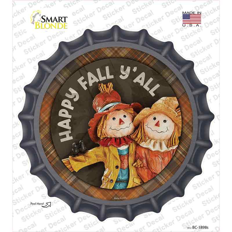 Happy Fall Yall Scarecrow Novelty Bottle Cap Sticker Decal