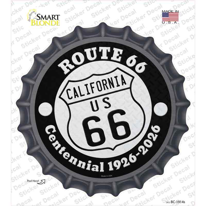 California Route 66 Centennial Novelty Bottle Cap Sticker Decal