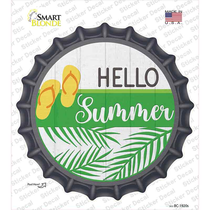 Hello Summer Flip Flops Novelty Bottle Cap Sticker Decal