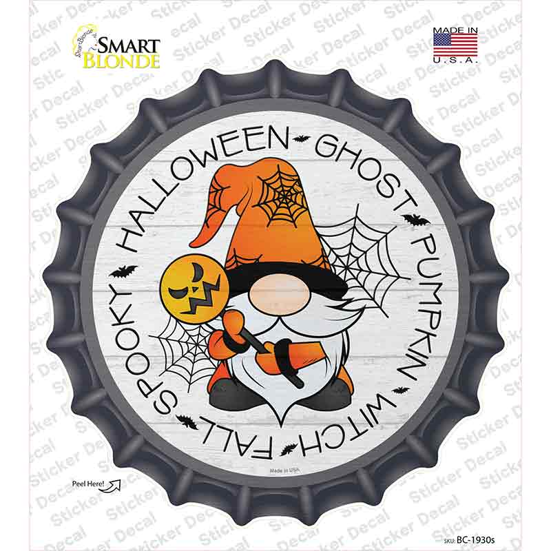 Spooky Halloween Gnome Novelty Bottle Cap Sticker Decal
