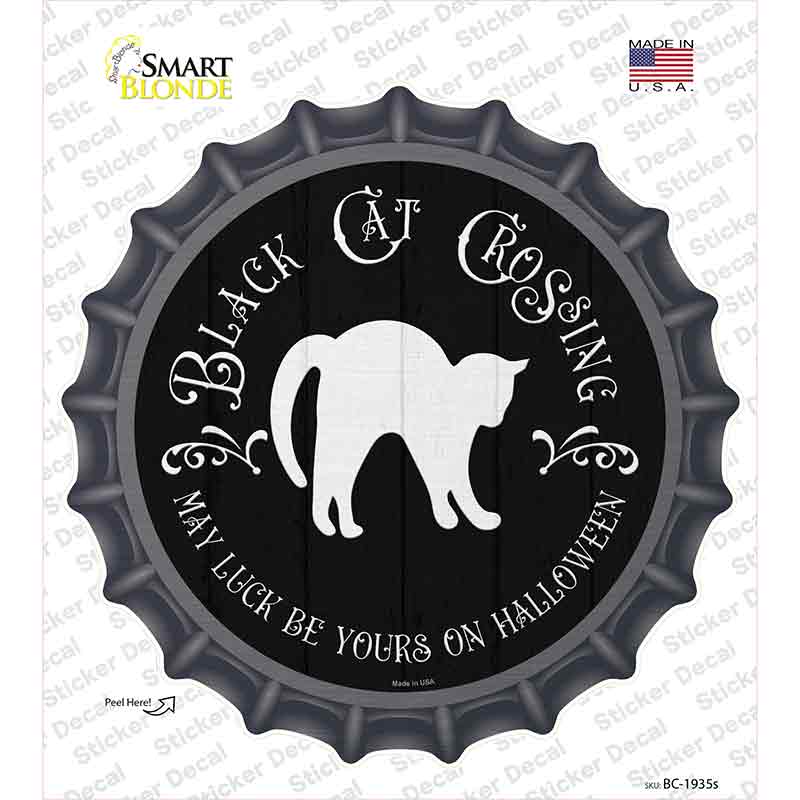 Black Cat Crossing Novelty Bottle Cap Sticker Decal