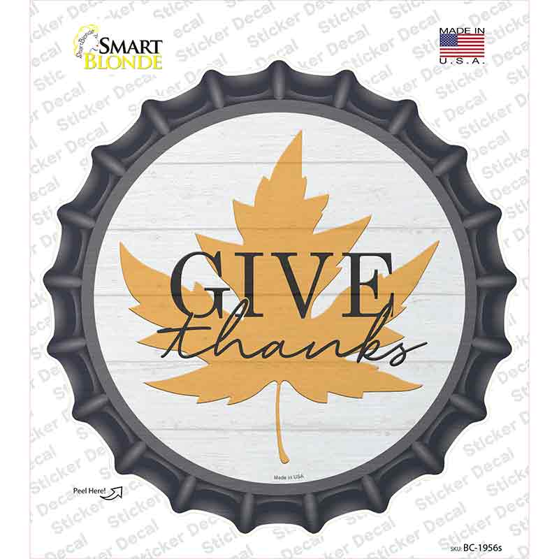 Give Thanks Leaf Novelty Bottle Cap Sticker Decal