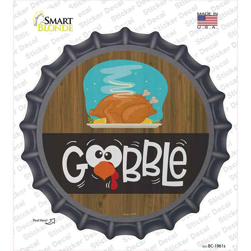 Gobble Turkey Novelty Bottle Cap Sticker Decal