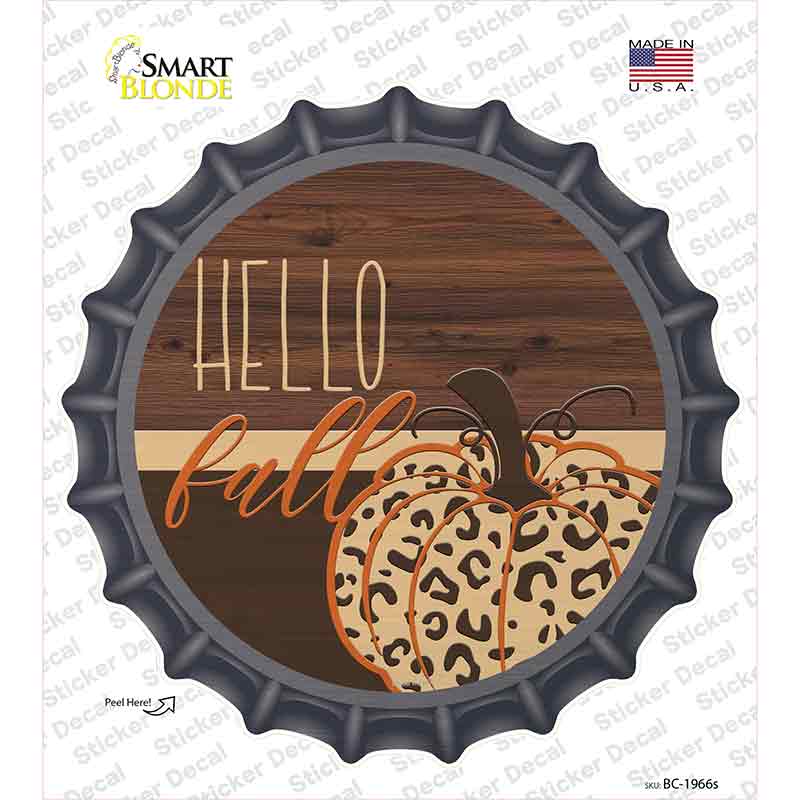 Hello Fall Pumpkin Novelty Bottle Cap Sticker Decal
