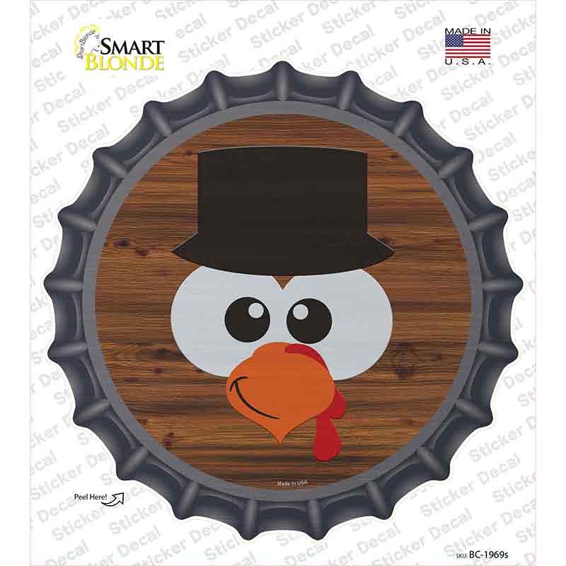Turkey Face Top Hat Novelty Bottle Cap Sticker Decal