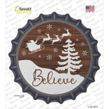 Believe Santa Sleigh Novelty Bottle Cap Sticker Decal