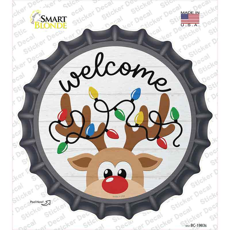 Welcome Reindeer Novelty Bottle Cap Sticker Decal