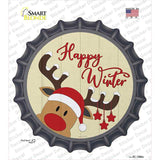 Happy Winter Reindeer Novelty Bottle Cap Sticker Decal