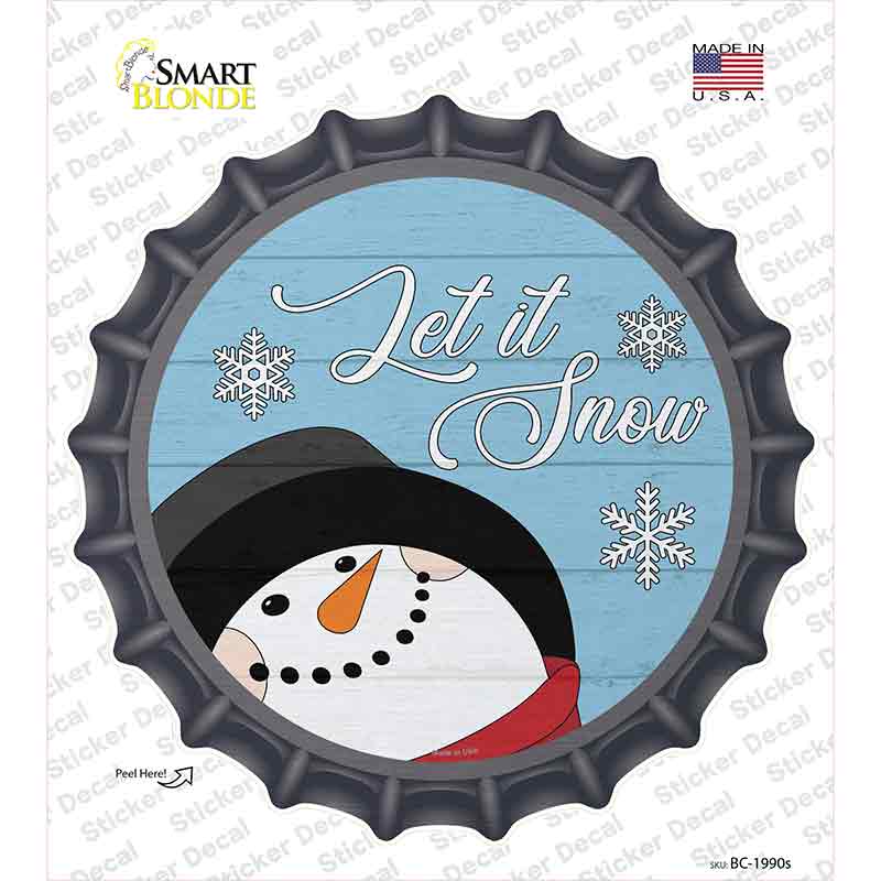 Let It Snow Blue Novelty Bottle Cap Sticker Decal