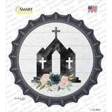 Church Silhouette Novelty Bottle Cap Sticker Decal